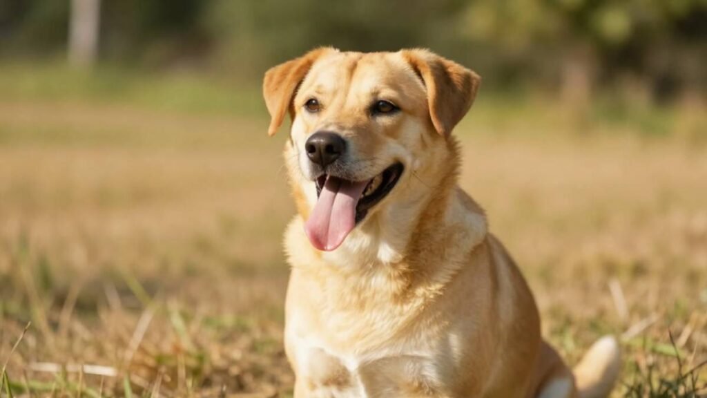 Perro jadeando al aire libre, posible se&ntilde;al de golpe de calor en perros